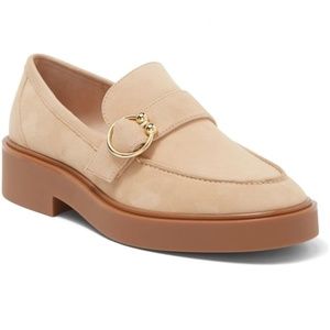 Stuart Weitzman "Brenna" Loafer Suede Leather in Golden Beige - Sz 8
